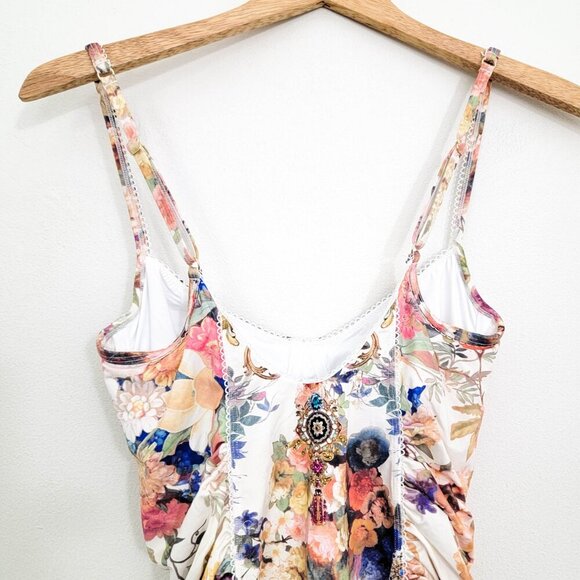 Camilla Rouched Side Onepiece Swimsuit in Friends with Frescos Small - Picture 8 of 12